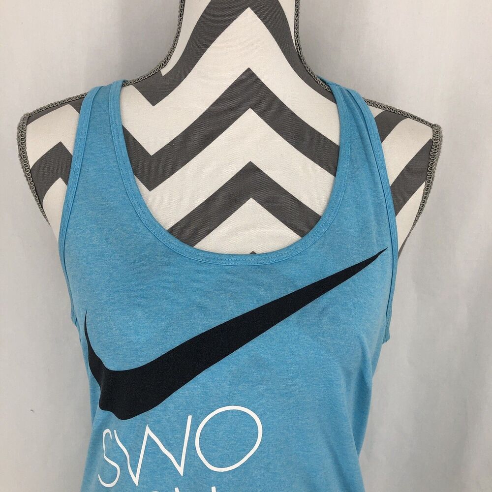 Nike Dri Fit Racerback Swoosh Tank Tee Blue Athletic 725775-401 Medium